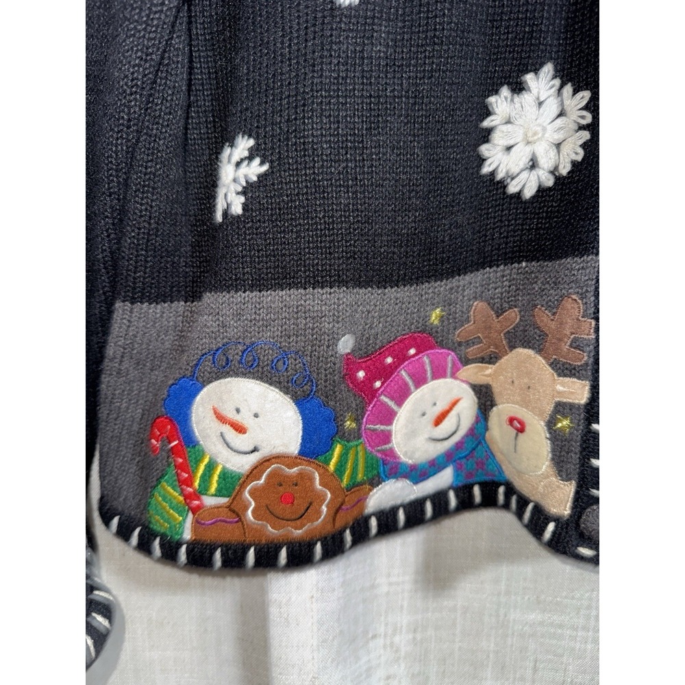 Vintage Designers Studio Christmas Women's L Sweater Cardigan Santa Snowman - Picture 4 of 10